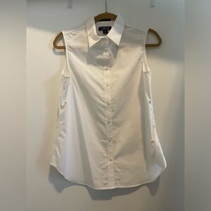 White Sleeveless Collared Button down